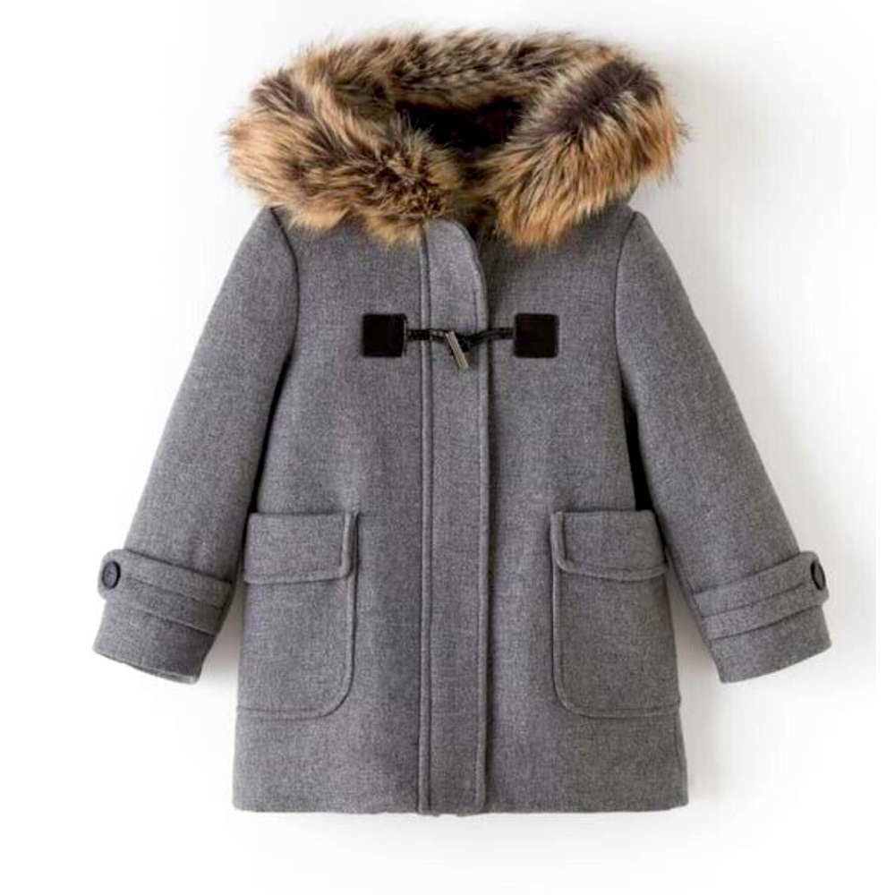 Zara Kids, Girls Wool Dress Coat With Toggle, Size 8.